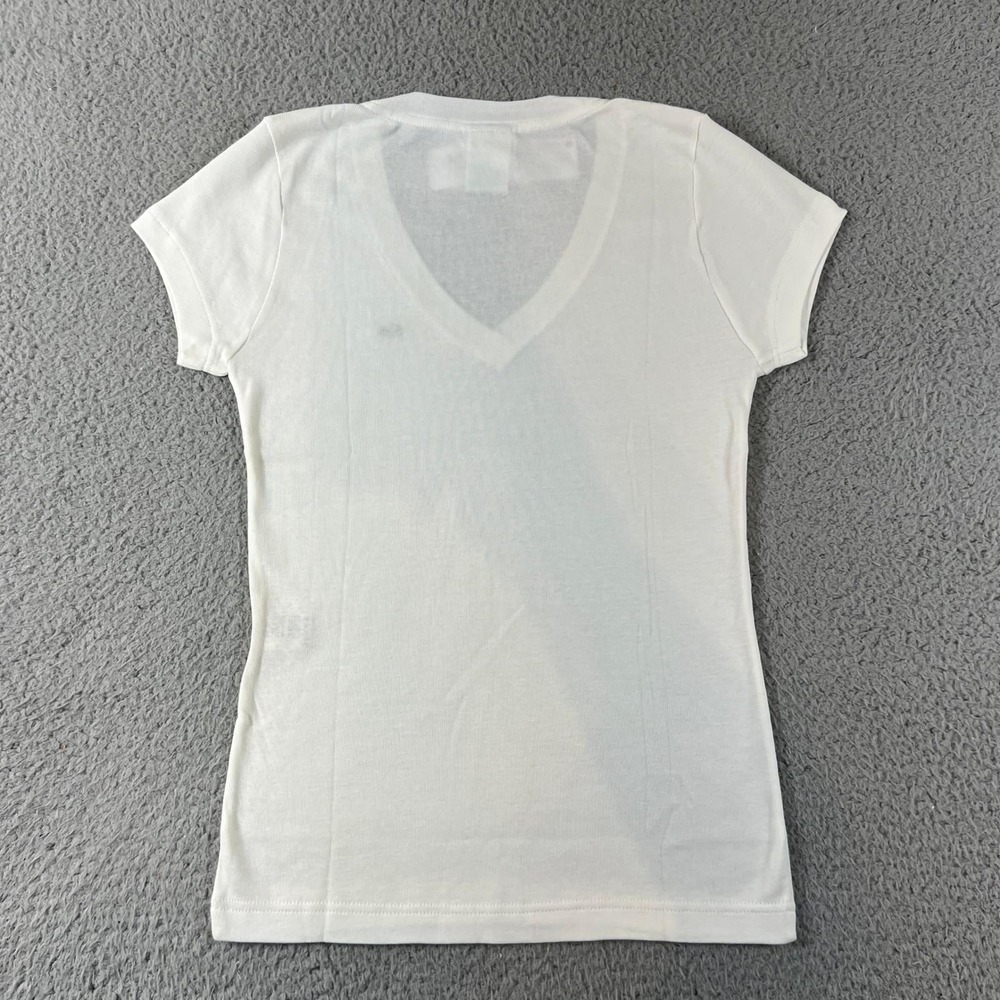 Lacoste V-Neck T-Shirt Women US Size S (EU/4) White Cotton Logo Tee Vintage NWT - Picture 2 of 10